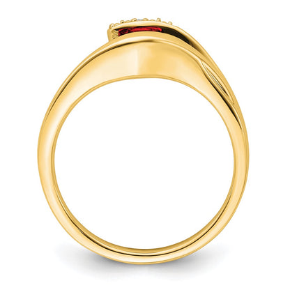 14K Yellow Gold Trillion Garnet and Real Diamond Ring