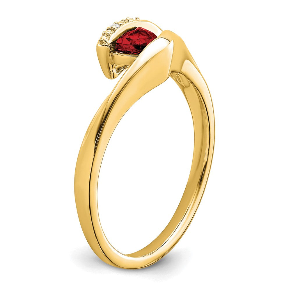 14K Yellow Gold Trillion Garnet and Real Diamond Ring