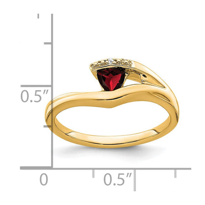 14K Yellow Gold Trillion Garnet and Real Diamond Ring