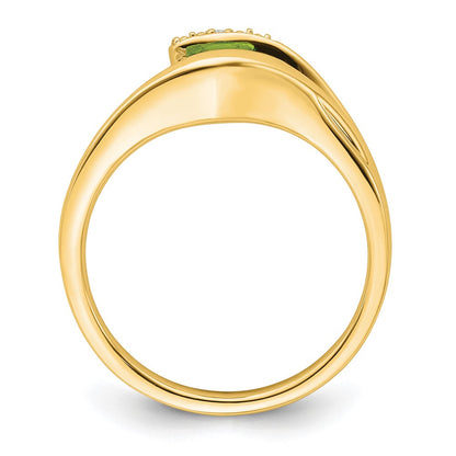 14K Yellow Gold Trillion Peridot and Real Diamond Ring
