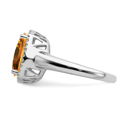 14k White Gold Citrine and Real Diamond Ring