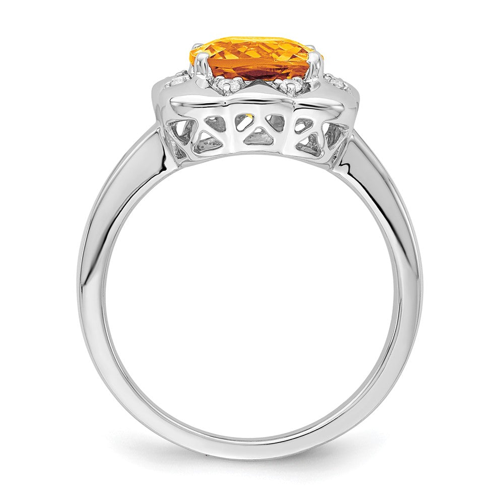 14k White Gold Citrine and Real Diamond Ring