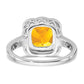 14k White Gold Citrine and Real Diamond Ring