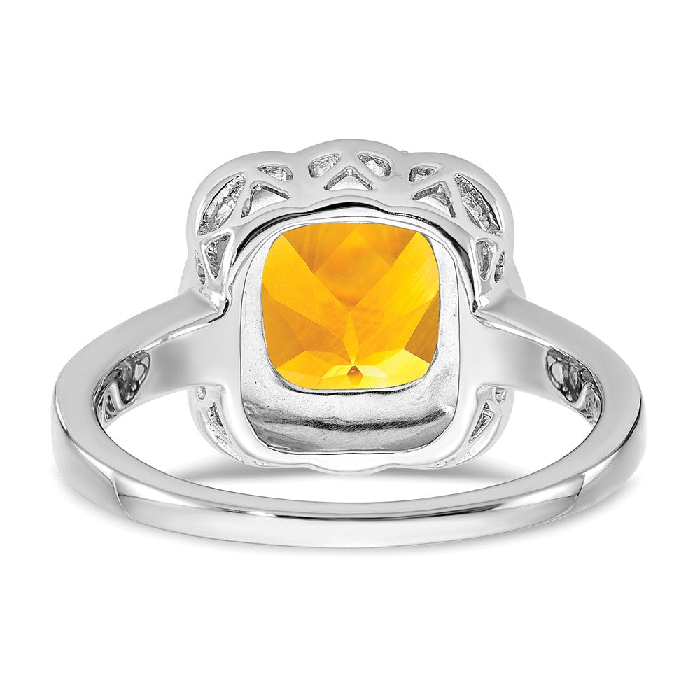 14k White Gold Citrine and Real Diamond Ring