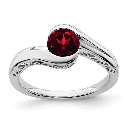 Solid 14k White Gold Simulated Garnet Bypass Ring