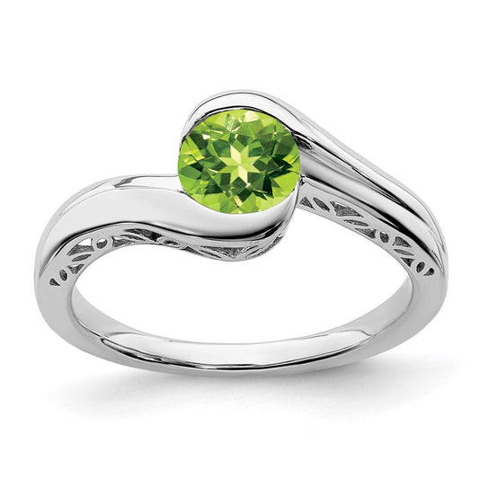 Solid 14k White Gold Simulated Peridot Bypass Ring