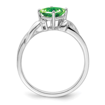 14k White Gold Cushion Peridot and Real Diamond Ring