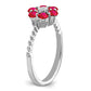 14k White Gold Ruby and Real Diamond Floral Ring