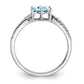 14k White Gold Blue Topaz and Real Diamond Floral Ring