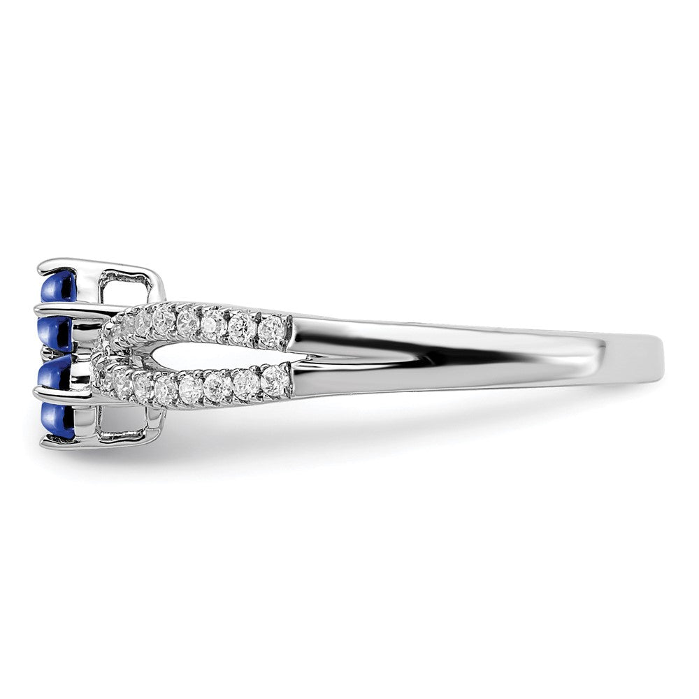 14k White Gold Sapphire and Real Diamond Floral Ring