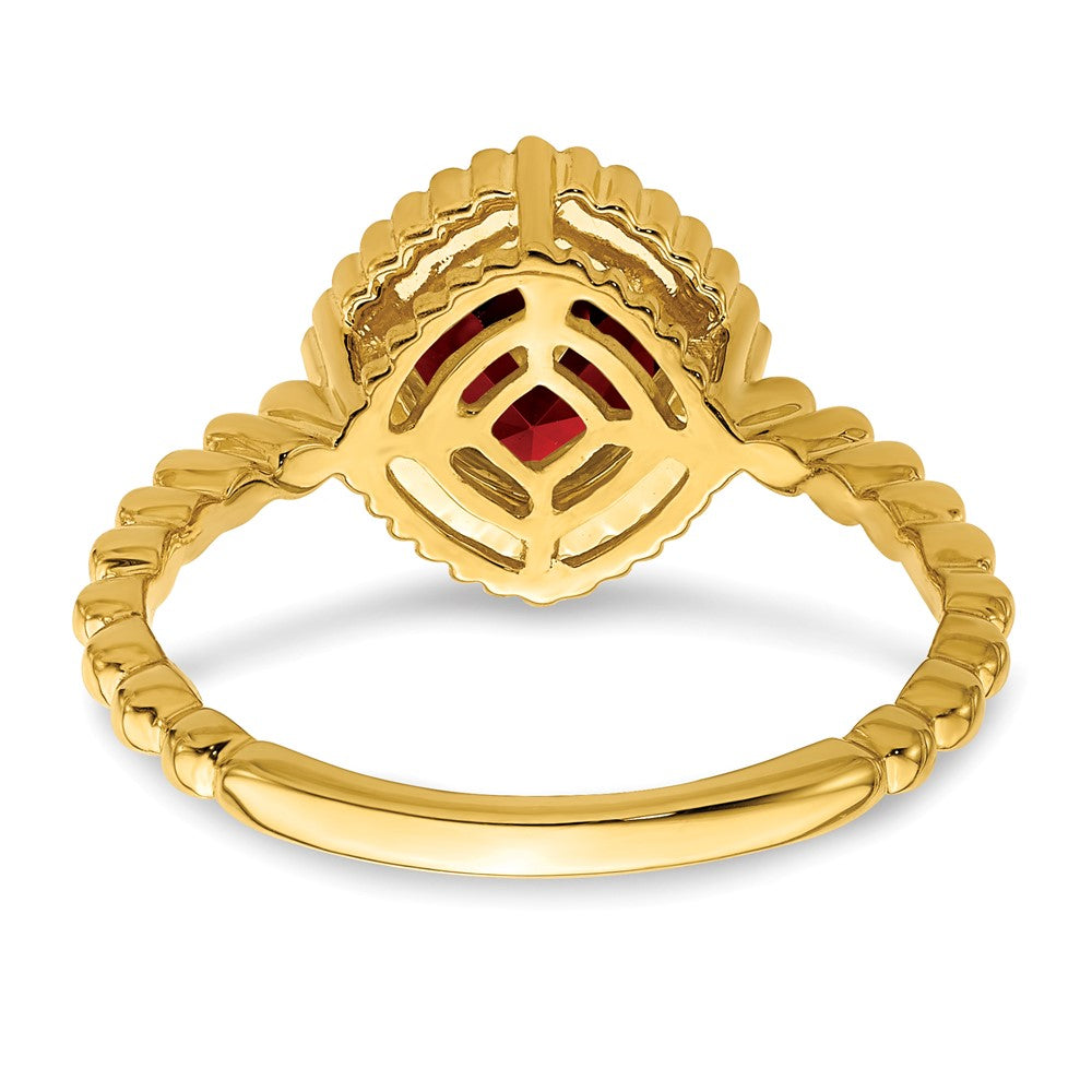 14K Yellow Gold Cushion Garnet Ring