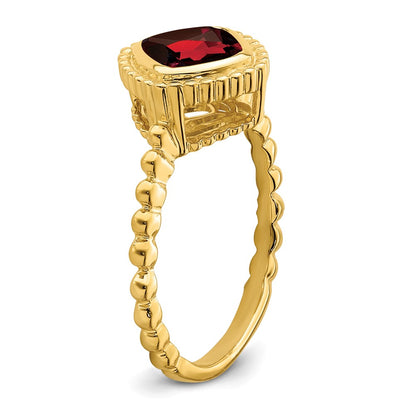 14K Yellow Gold Cushion Garnet Ring