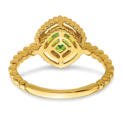 14K Yellow Gold Cushion Peridot Ring