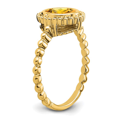 14K Yellow Gold Oval Citrine Ring