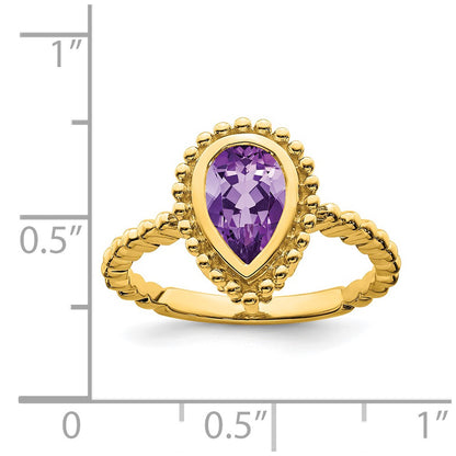 14K Yellow Gold Pear Amethyst Ring