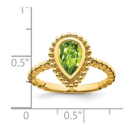 14K Yellow Gold Pear Peridot Ring