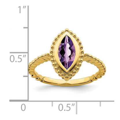 14K Yellow Gold Marquise Amethyst Ring