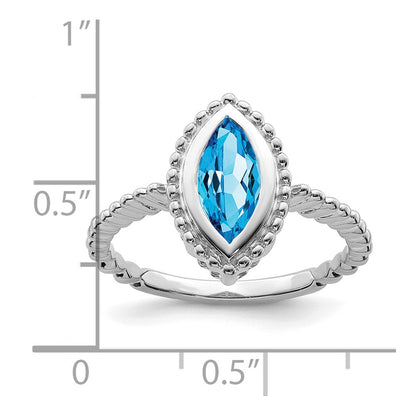 14k White Gold Marquise Blue Topaz Ring