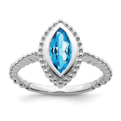 14k White Gold Marquise Blue Topaz Ring