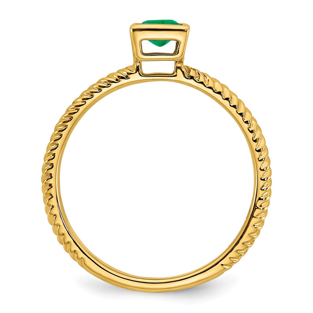 14K Yellow Gold Square Bezel Emerald Ring