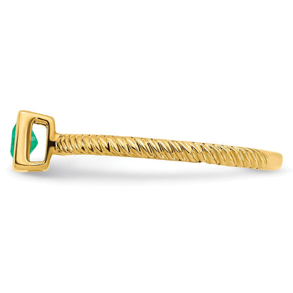 14K Yellow Gold Square Bezel Emerald Ring