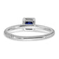 Solid 14k White Gold Square Bezel Simulated Sapphire Ring