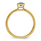 Solid 14k Yellow Gold Square Bezel Simulated Sapphire Ring