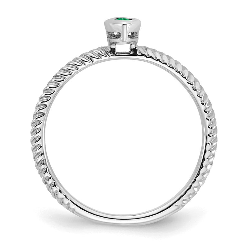 14k White Gold Marquise Bezel Emerald Ring