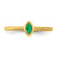 Solid 14k Yellow Gold Marquise Bezel Simulated Emerald Ring