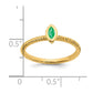 Solid 14k Yellow Gold Marquise Bezel Simulated Emerald Ring