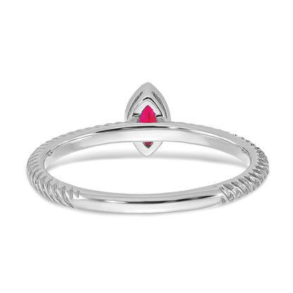 14k White Gold Marquise Bezel Ruby Ring