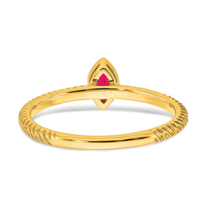14K Yellow Gold Marquise Bezel Ruby Ring