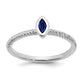 Solid 14k White Gold Marquise Bezel Simulated Sapphire Ring
