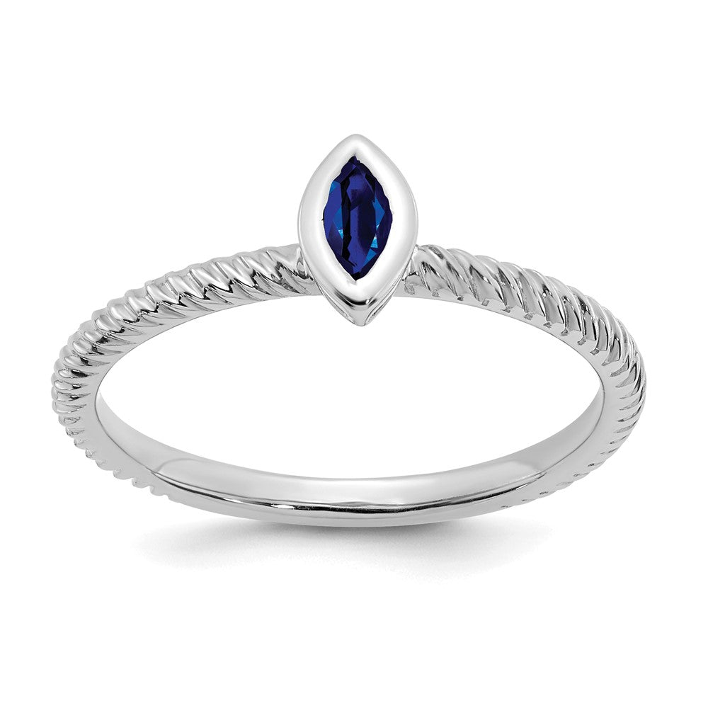 14k White Gold Marquise Bezel Sapphire Ring