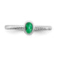 Solid 14k White Gold Oval Bezel Simulated Emerald Ring