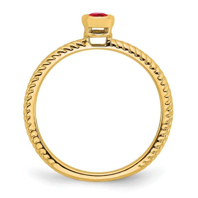 Solid 14k Yellow Gold Oval Bezel Simulated Ruby Ring
