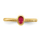 Solid 14k Yellow Gold Oval Bezel Simulated Ruby Ring