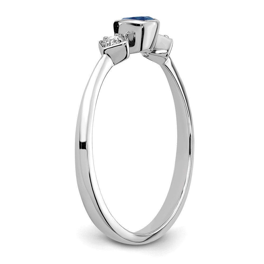 14k White Gold Sapphire and Real Diamond Ring