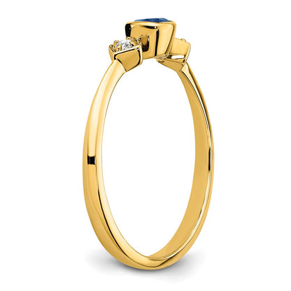 14K Yellow Gold Sapphire and Real Diamond Ring