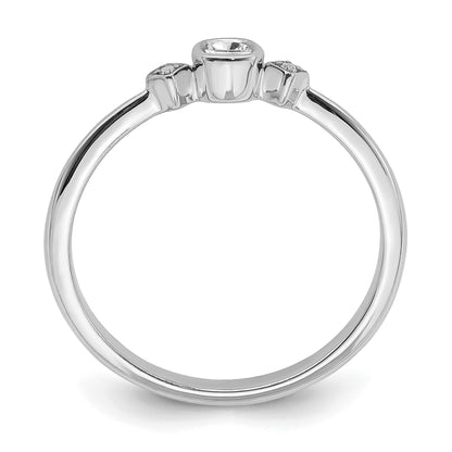 0.11ct. CZ Solid Real 14k White Gold Polish Petite Cushion Complete Dia Ring
