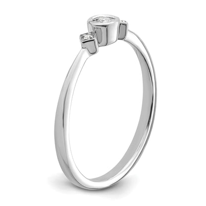 0.11ct. CZ Solid Real 14k White Gold Polish Petite Cushion Complete Dia Ring