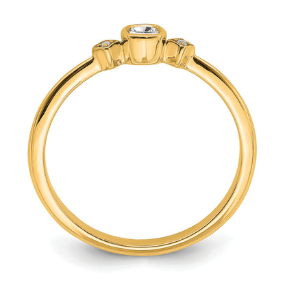 0.11ct. CZ Solid Real 14k Polish Petite Cushion Complete Dia Ring