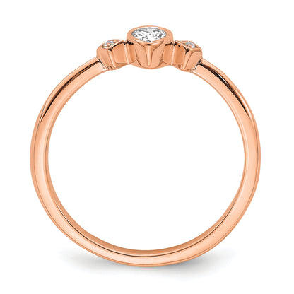 0.11ct. CZ Solid Real 14k Rose Gold Polish Petite Pear Complete Dia Ring