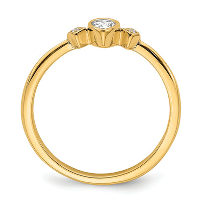 0.11ct. CZ Solid Real 14k Polish Petite Pear Complete Dia Ring