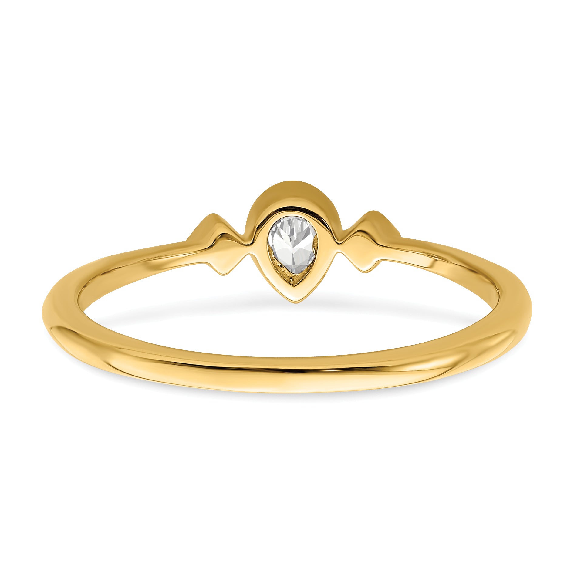 0.11ct. CZ Solid Real 14k Polish Petite Pear Complete Dia Ring