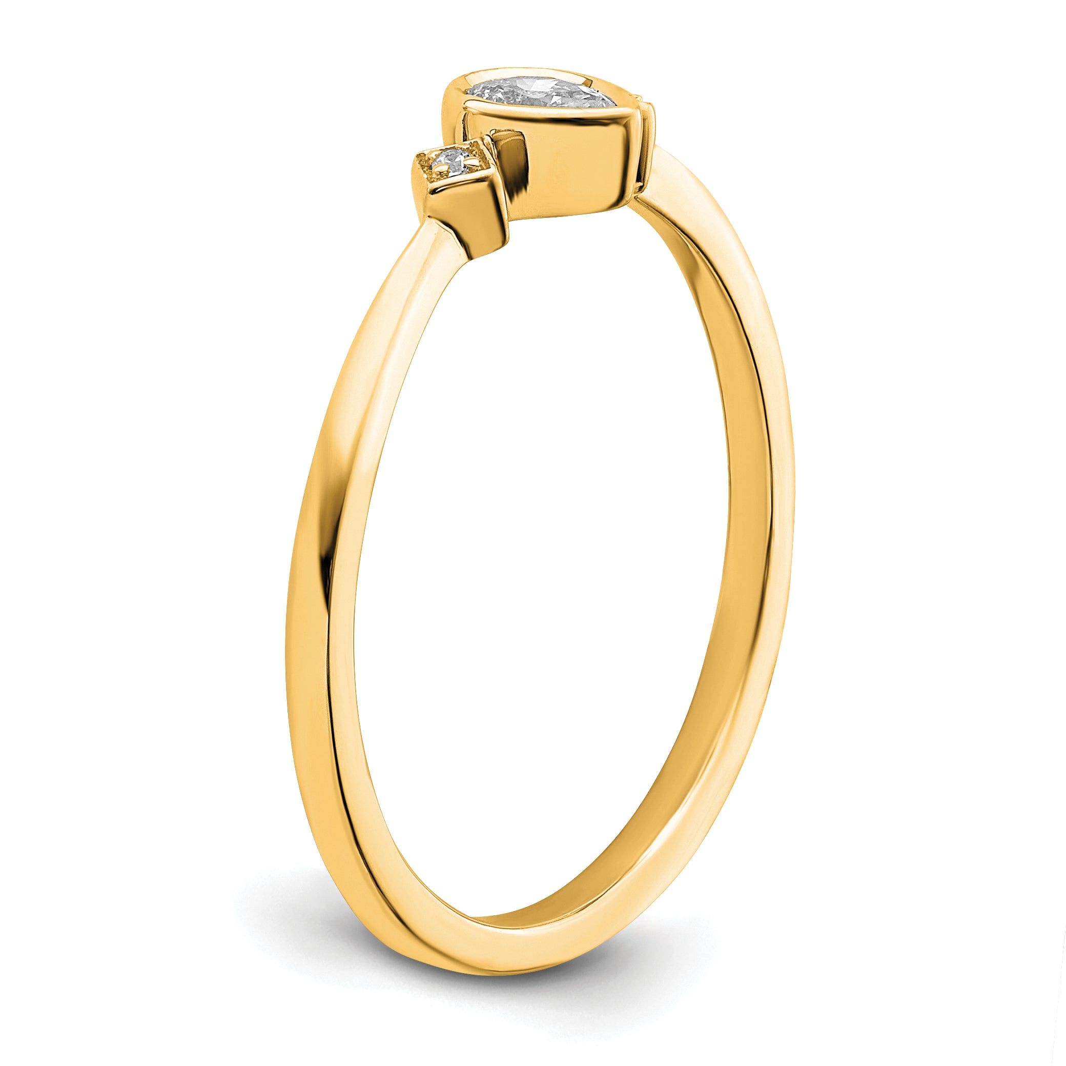 0.11ct. CZ Solid Real 14k Polish Petite Pear Complete Dia Ring