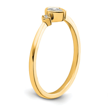 0.11ct. CZ Solid Real 14k Polish Petite Pear Complete Dia Ring