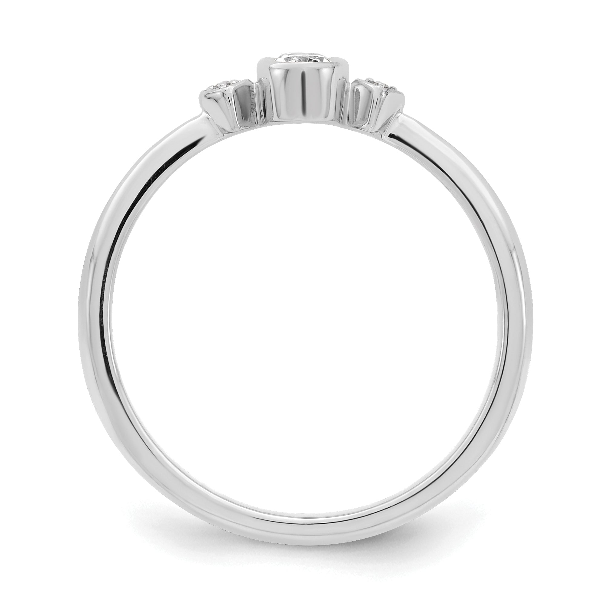 0.11ct. CZ Solid Real 14k White Gold Polish Petite Oval Complete Dia Ring