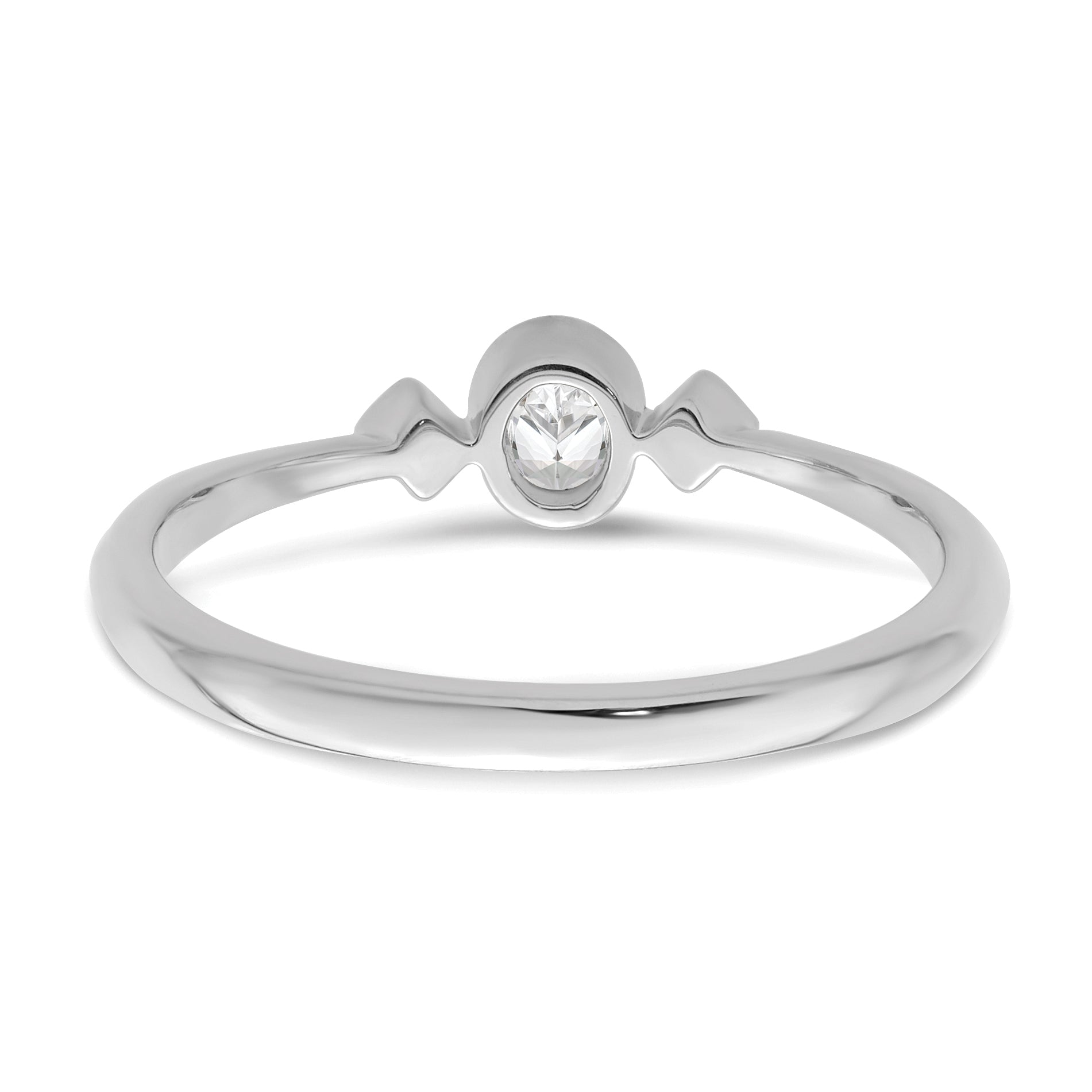 0.11ct. CZ Solid Real 14k White Gold Polish Petite Oval Complete Dia Ring