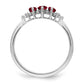 14k White Gold Marquise Created Ruby and Real Diamond 3-stone Ring